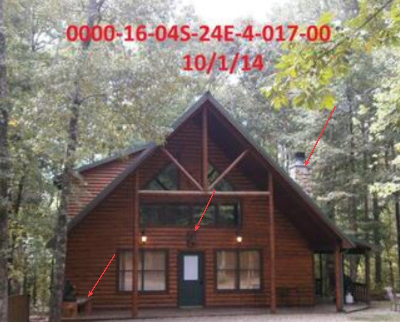 The same cabin in the county's photo