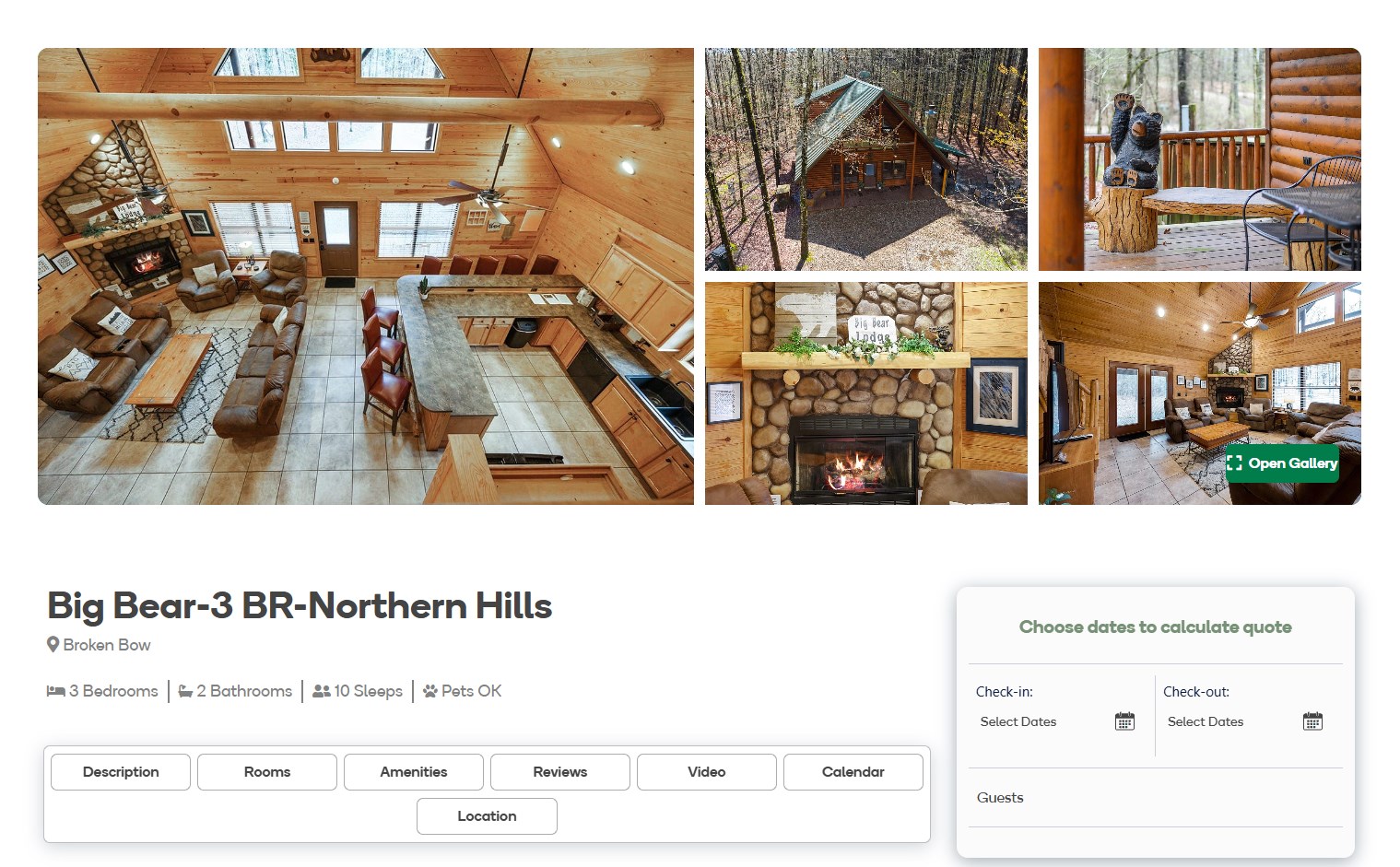 The Big Bear cabin listing on Hidden Hills Cabins