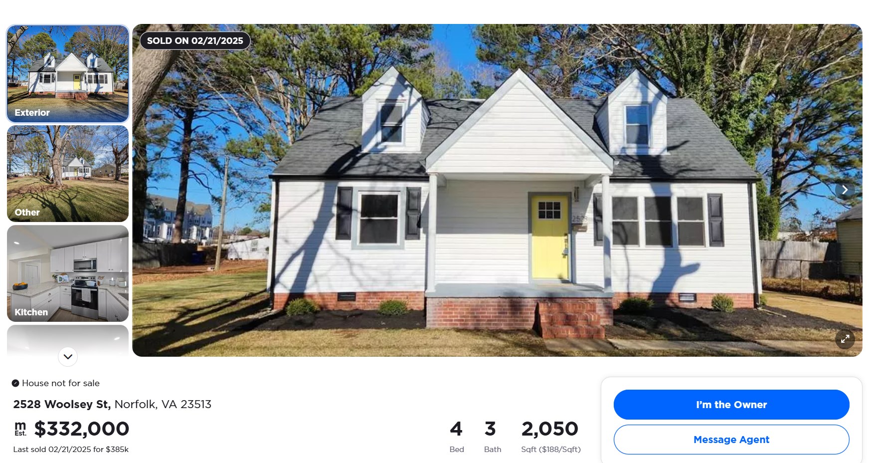 The same house on a real estate listing